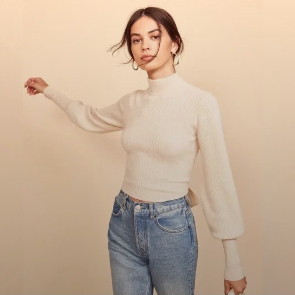 Reformation Cream Turtleneck Sweater